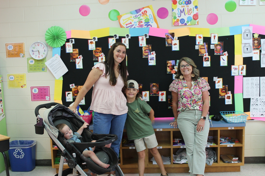 Parent, students,  and teachers at open house.