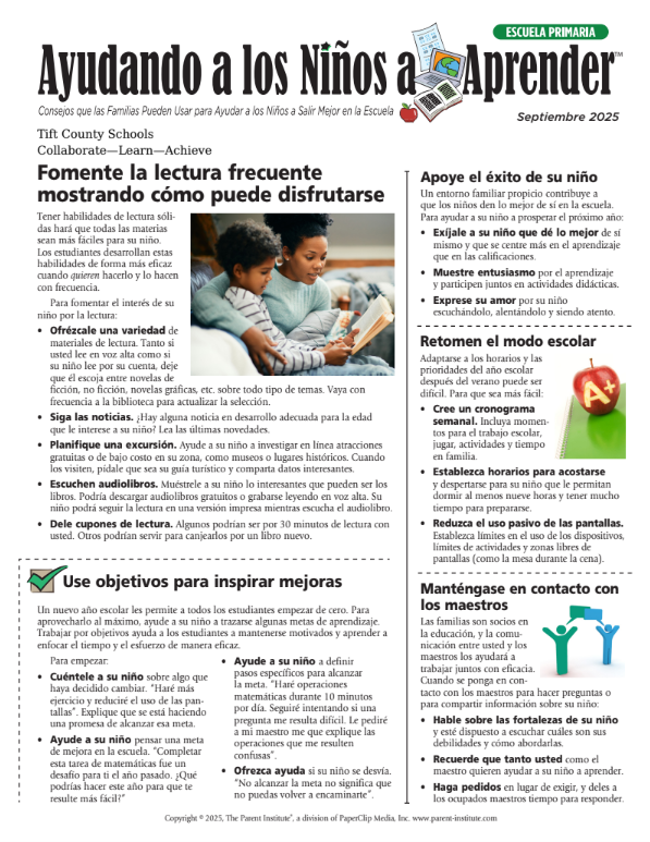 September Parent Resource Newsletters