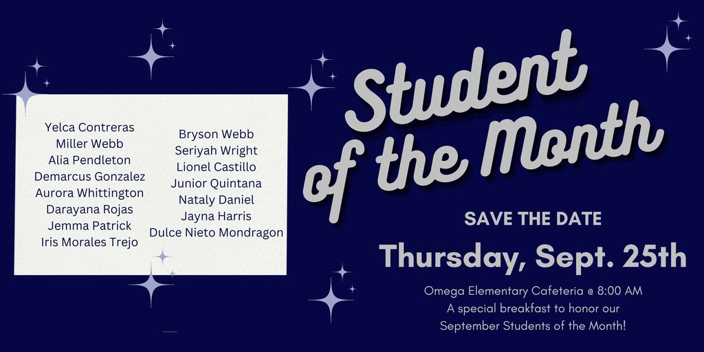 September Student of the Month Flyer