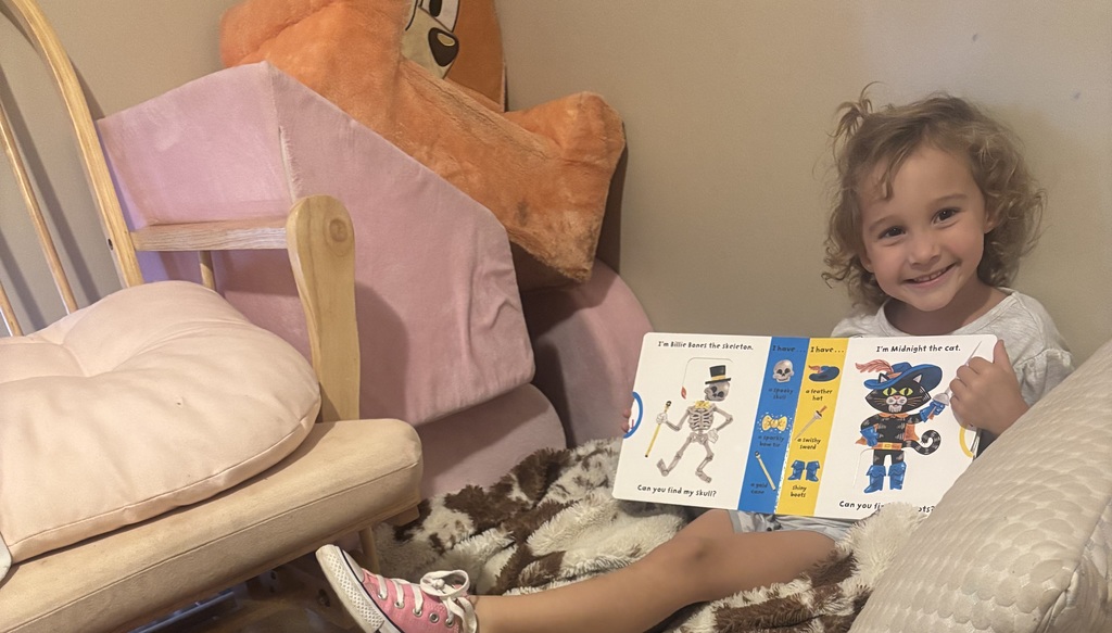 Student reading a book.