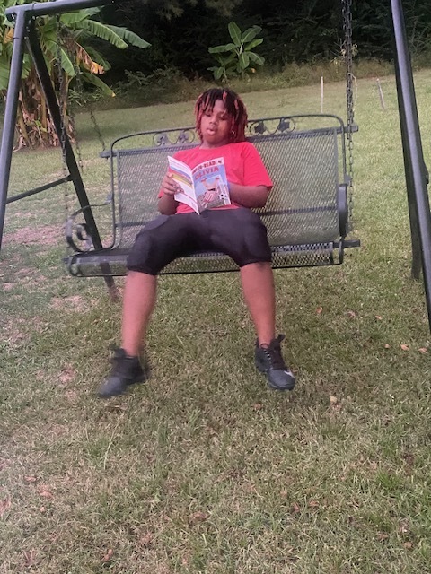 Student reading.