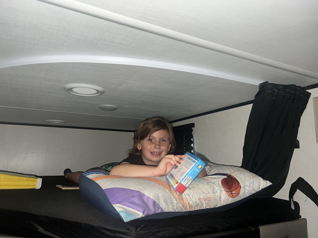 Sumner Davis in the family camper