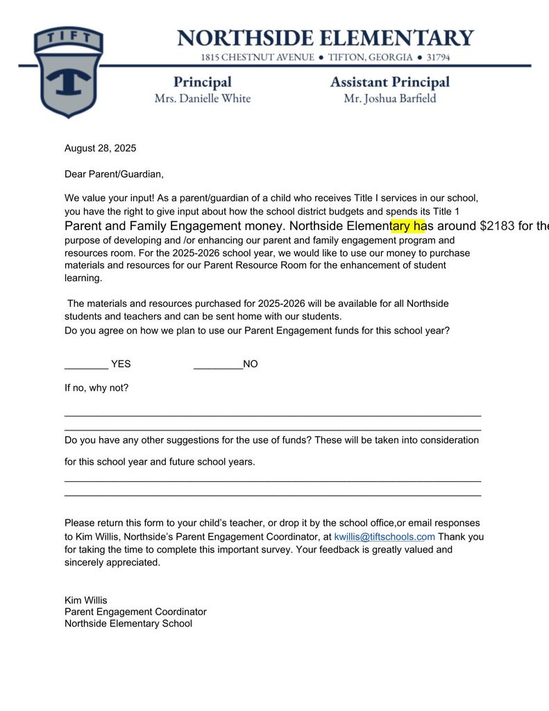 Parent and Family Engagement Budget English
