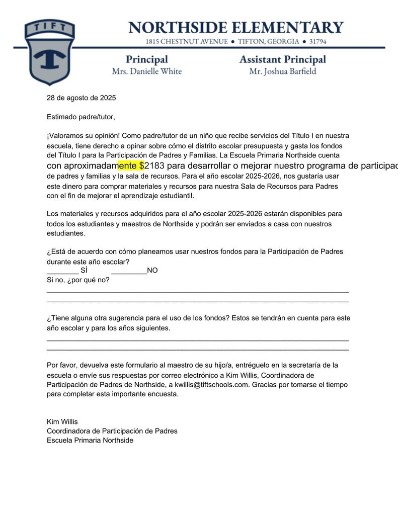 Parent and Family Engagement Budget Spanish