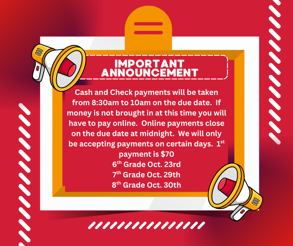 ESMS Field Trip Payment Deadlines