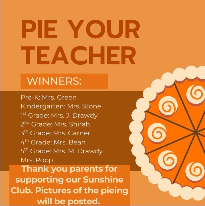 Pie Your Teacher Winners