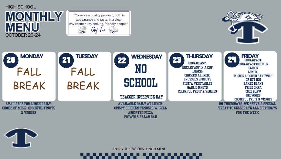 BREAKFAST AND LUNCH MENUS