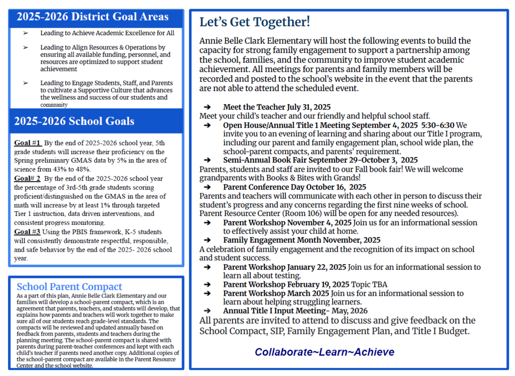 Parent and Family Engagement Plan