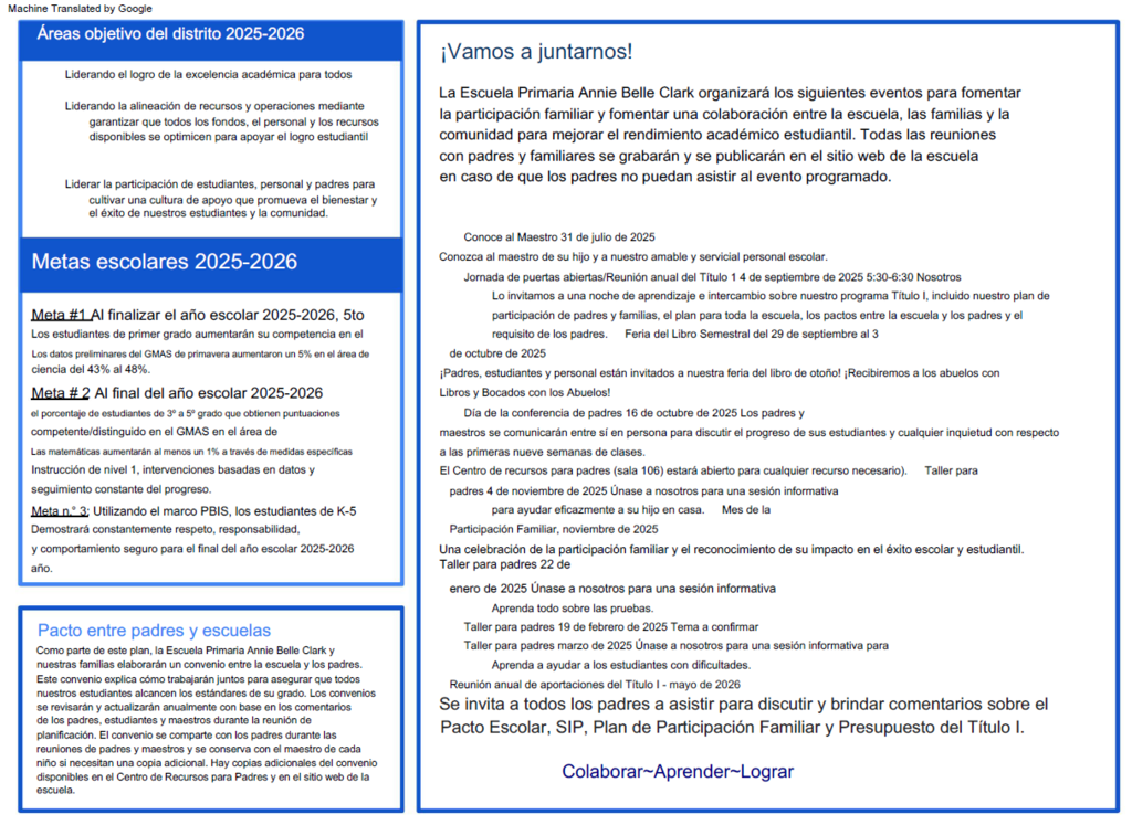 Parent and Family Engagement Plan