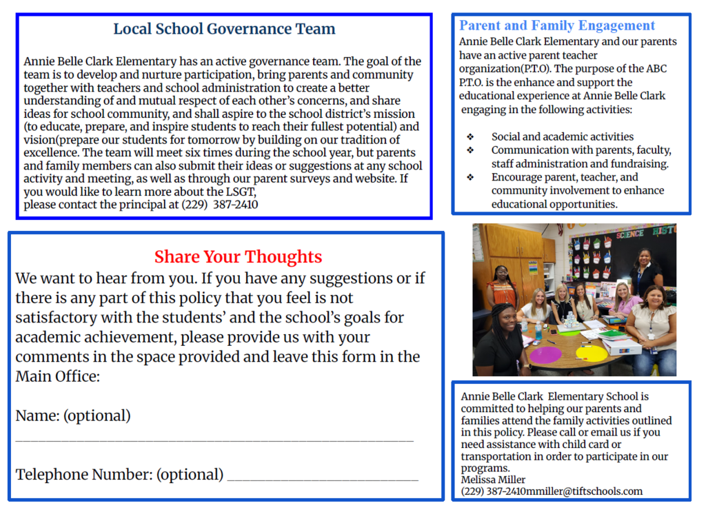 Parent and Family Engagement Plan