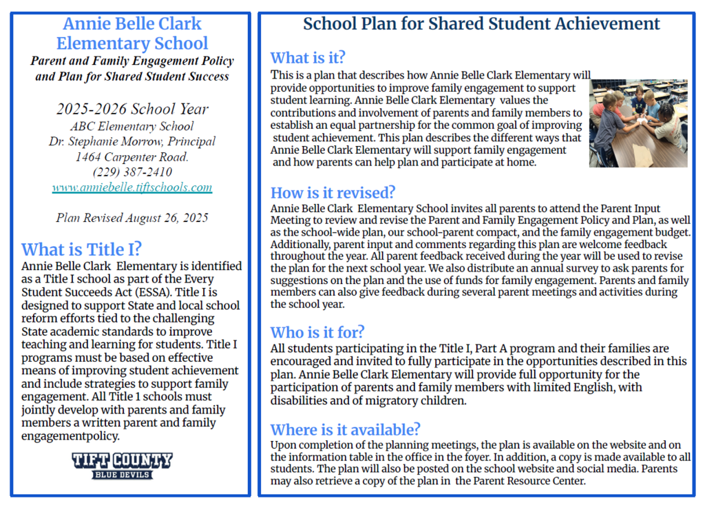 Parent and Family Engagement Plan