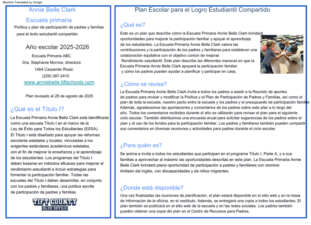 Parent and Family Engagement Plan