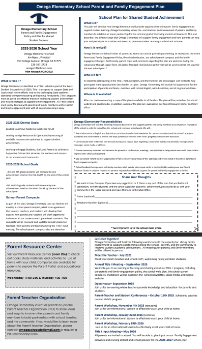 Parent and Family Engagement Plan