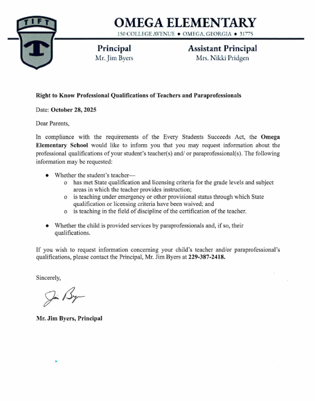 Parent Right to Know Letter