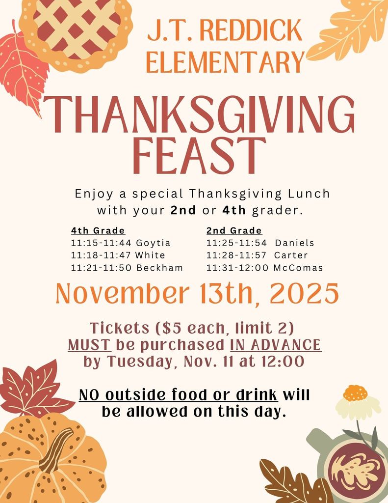JTR 2nd and 4th Parent Lunch flyer in English