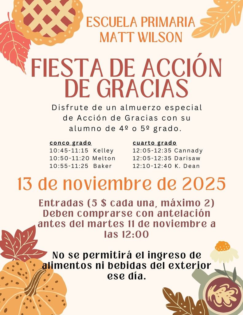 MWE 4th and 5th grade parent lunch flyer Spanish