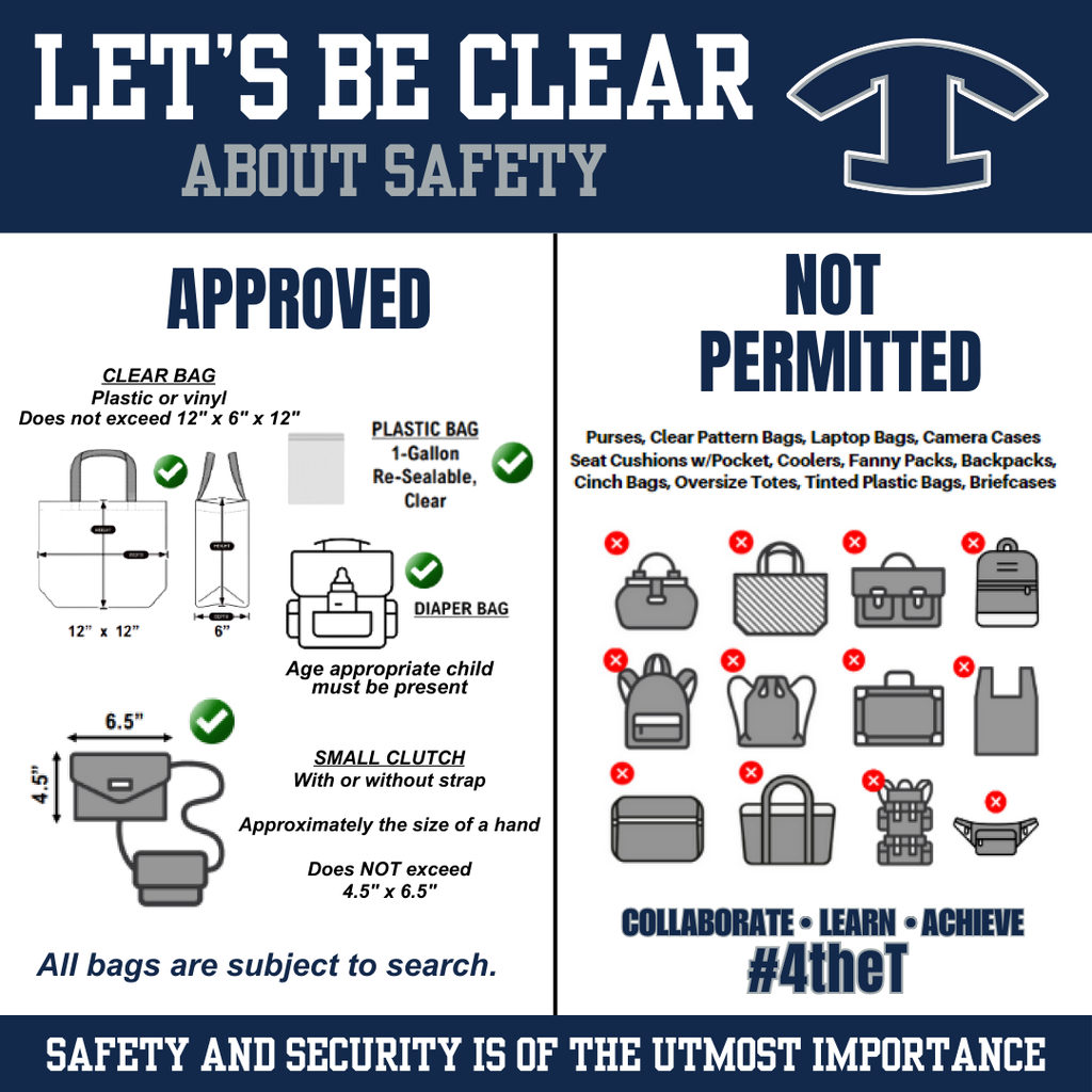 Clear bag policy poster.