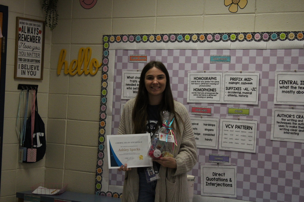 Ms. Sparks perfect attendance award.