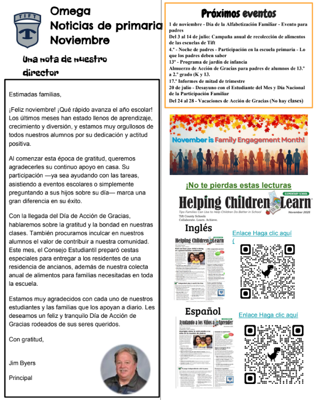 November Newsletter Page 1 Spanish
