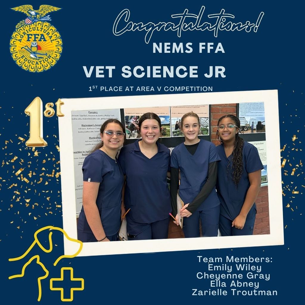 NEMS FFA VET SCIENCE JR AREA V COMPETITION RESULTS