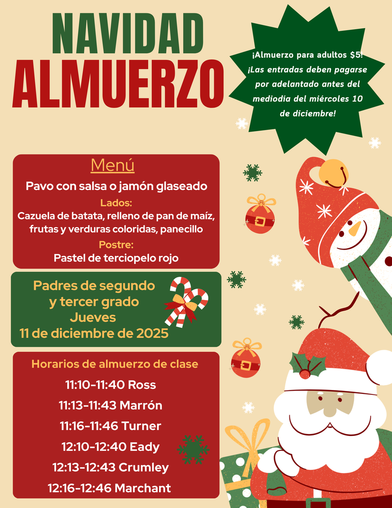 Christmas Lunch 2nd and 3rd grades Spanish