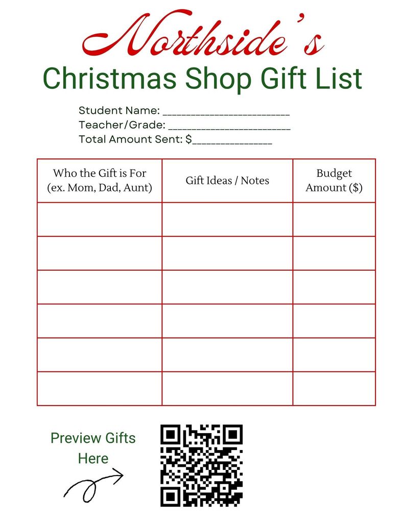 Christmas Shop Order Form English