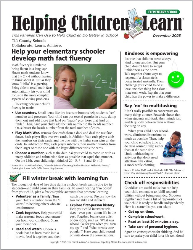 Helping Children Learn December Newsletter p. 1