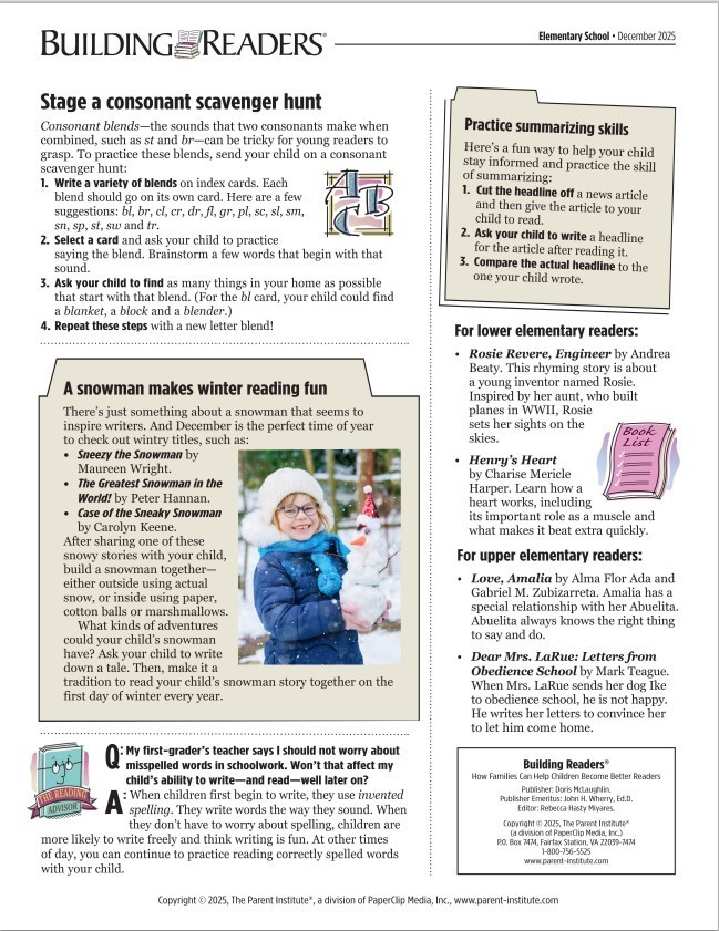 Building Readers December Newsletter p. 2