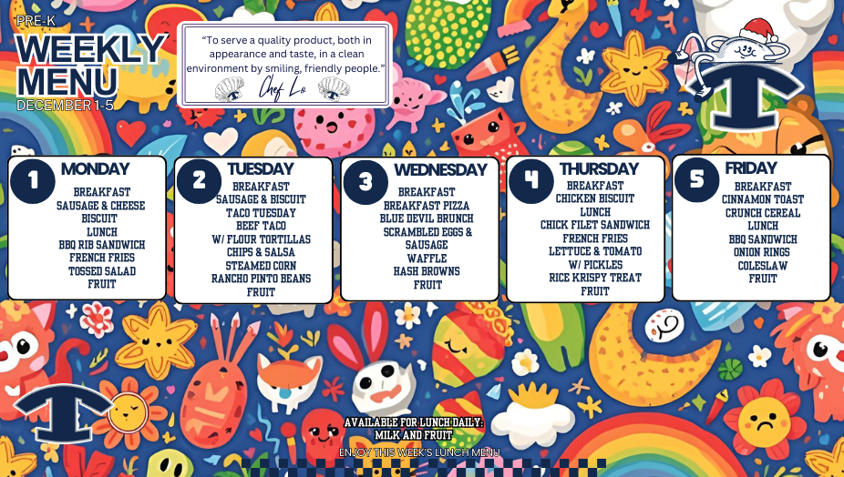 PreK Menu
