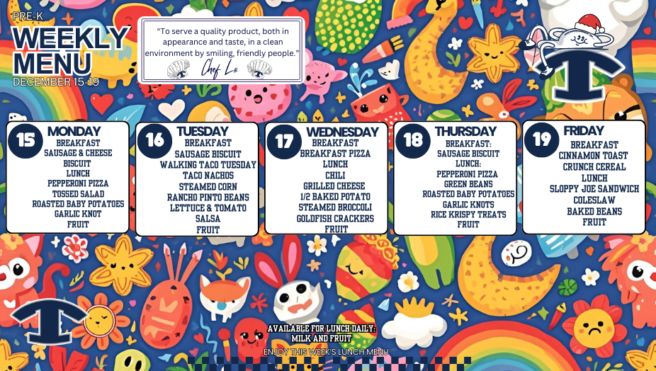 PreK Menu