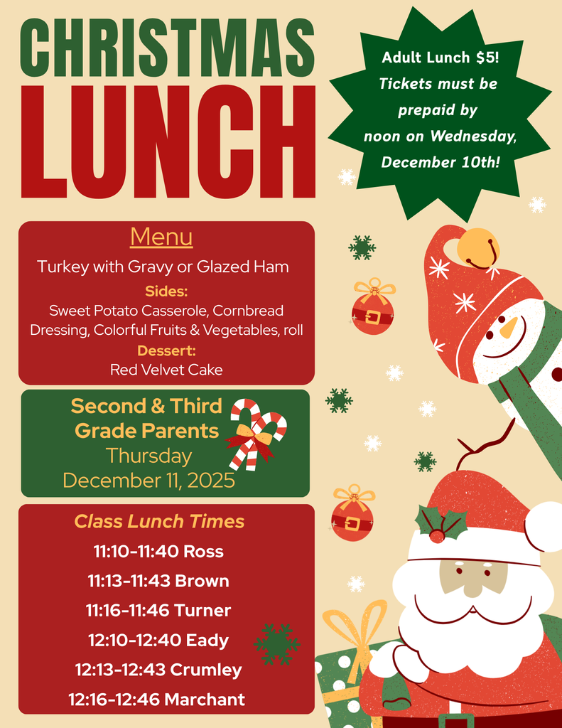 Christmas Lunch 2nd and 3rd grades English