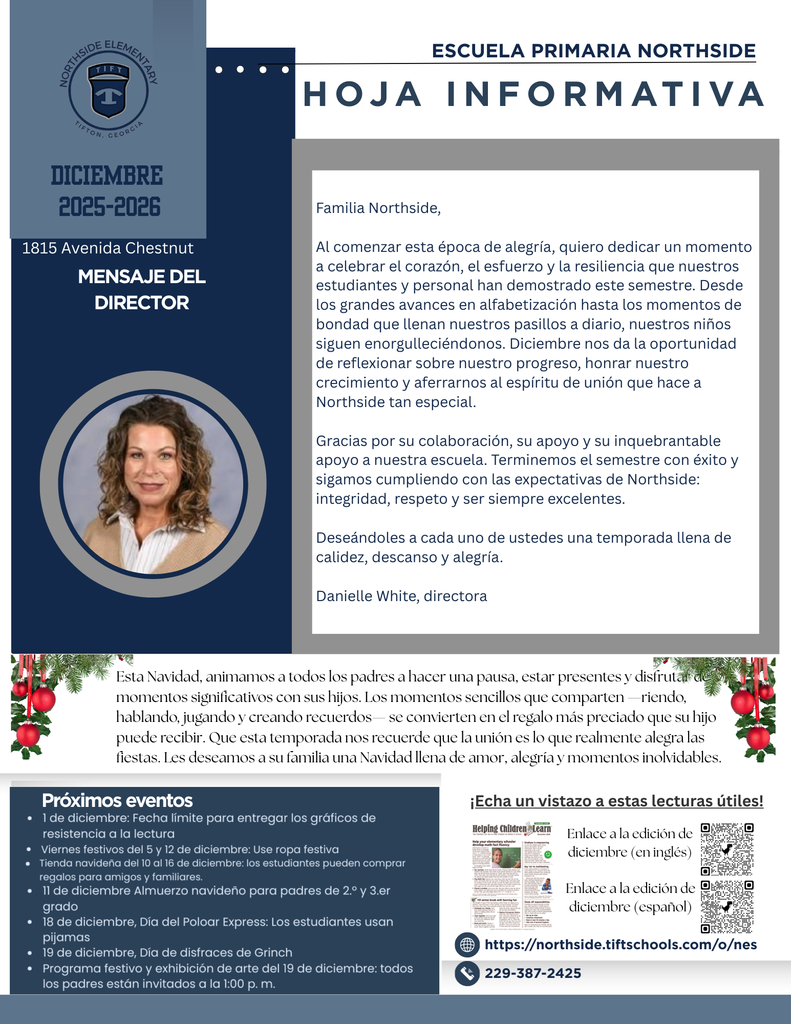 Northside December Newsletter Spanish Page 1