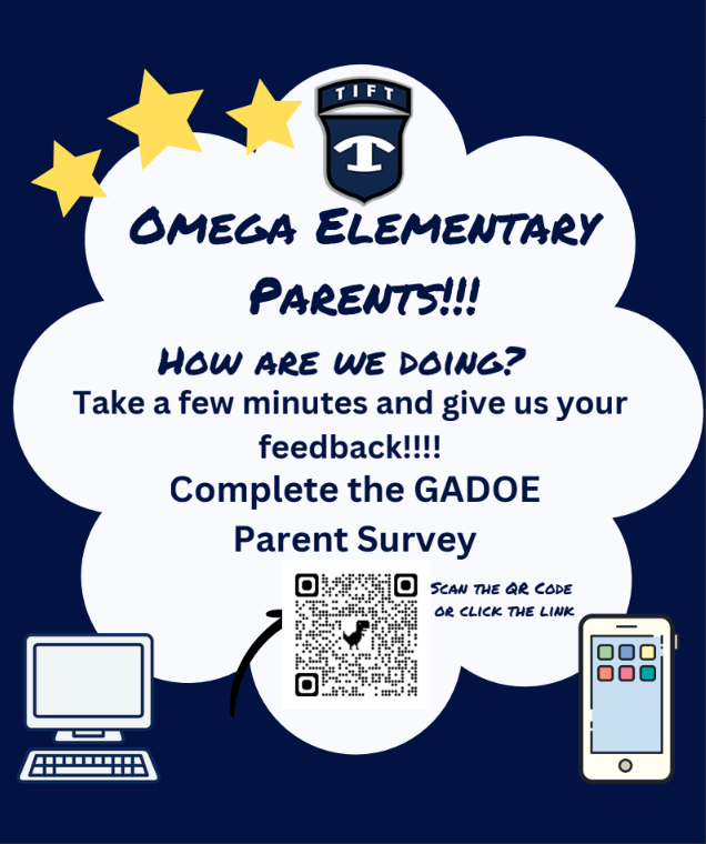 GA DOE parent survey for Omega Elementary School parents flyer