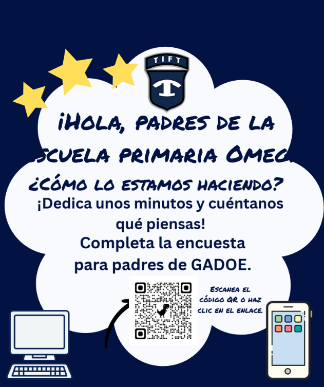 GA DOE parent survey for Omega Elementary School parents flyer - Spanish