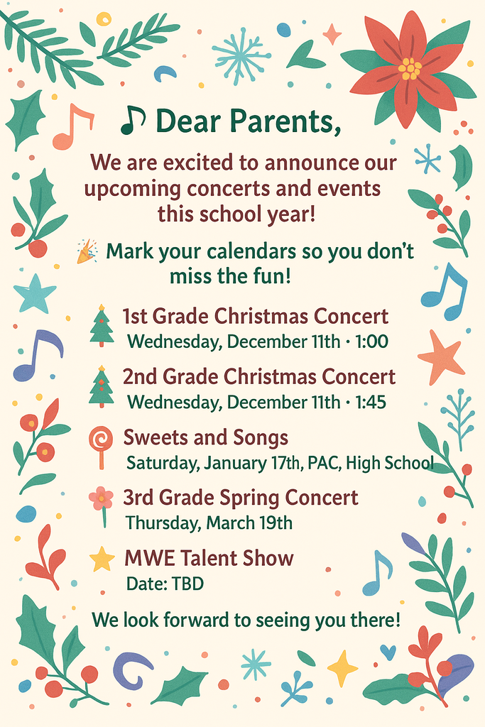 We are excited to announce our upcoming concerts and events this school year!