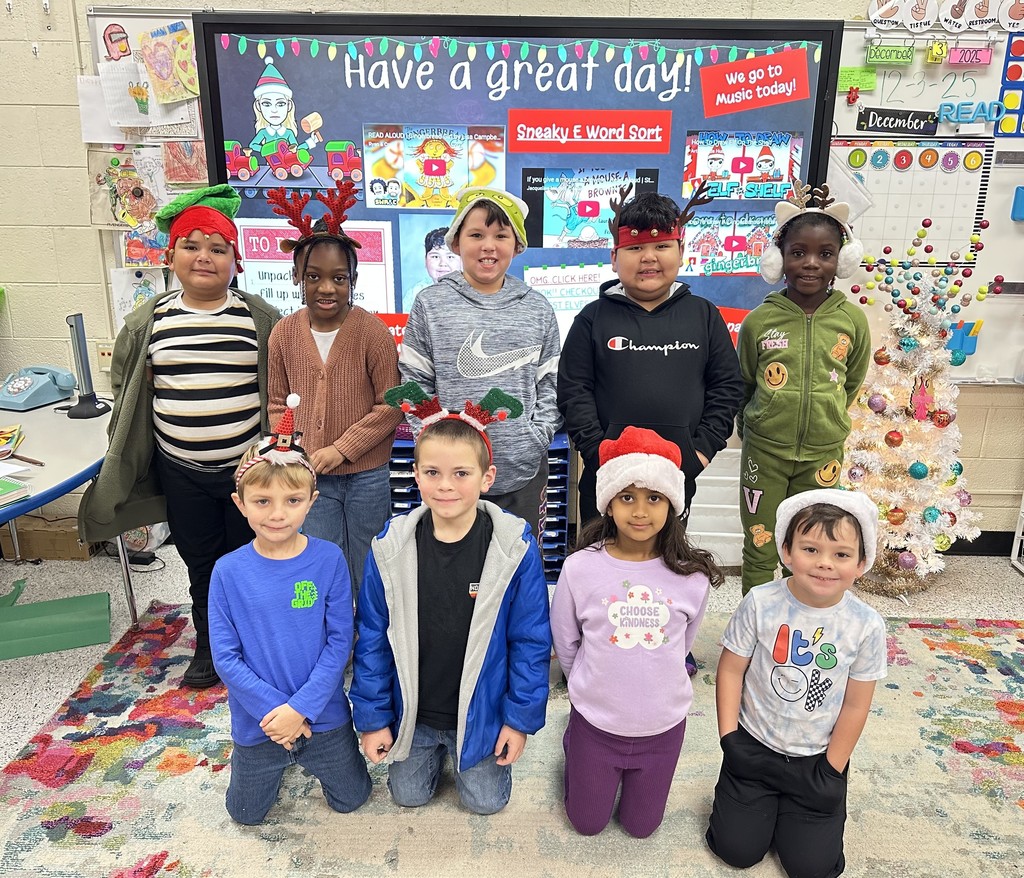 Students are wearing festive headgear to spread holiday spirit!
