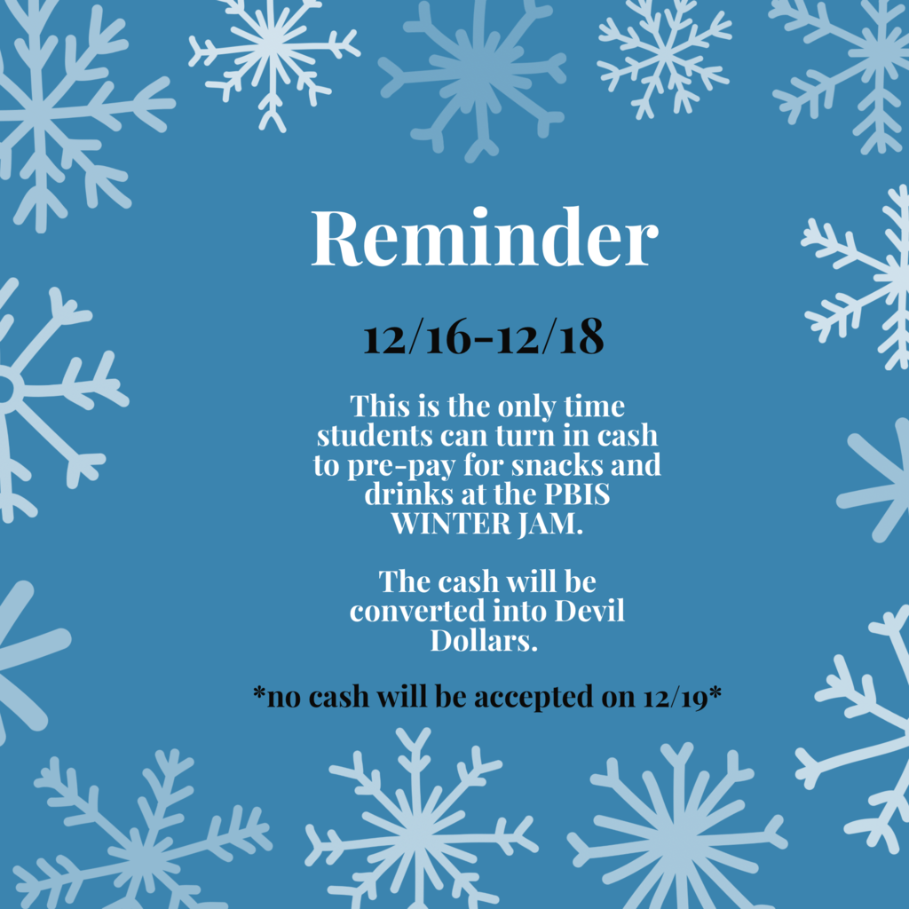 NEMS PBIS WINTER JAM REMINDER