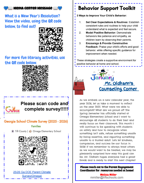 Omega Elementary School Newsletter Page 2