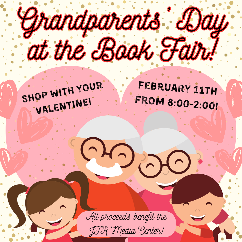 Grandparents or Family Members, Please plan to shop the Book Fair with your child on Wednesday, February 11th! If possible, please shop during your child's special time. Pre-K - Any Time Second 7:45-8:35 Kindergarten 8:40-9:30 1st Grade 9:35-10:25 3rd Grade 11:35-12:25 4th Grade 12:30-1:20 5th Grade 1:25-2:15