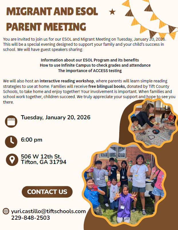 Migrant and ESOL Parent Meeting Flyer