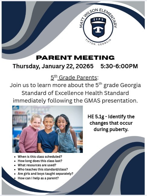 5th Grade Parents Health  Standards Meeting