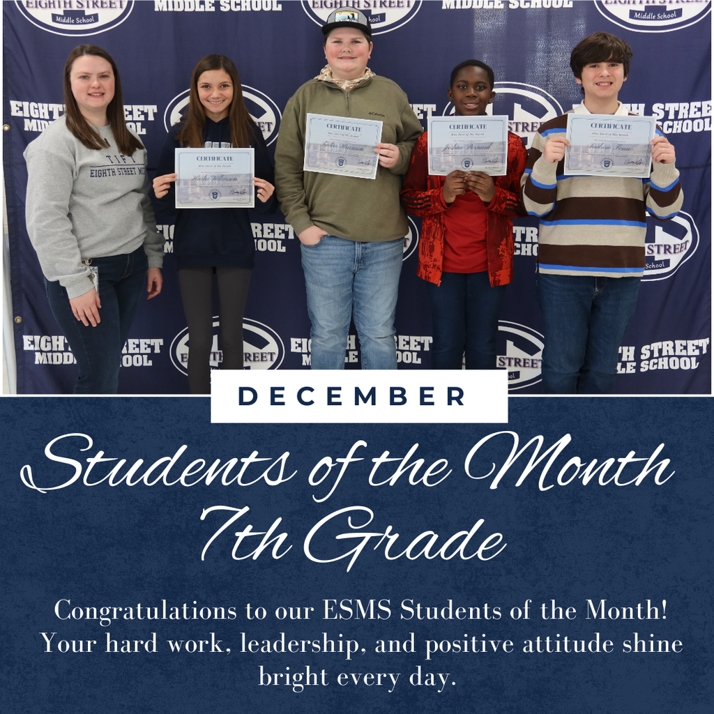 7th Grade December Students of the Month