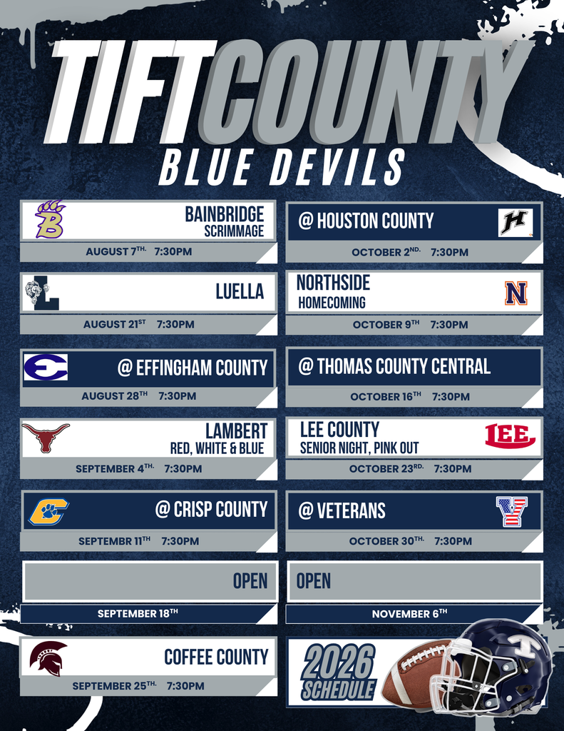 2026 Tift County Football Schedule