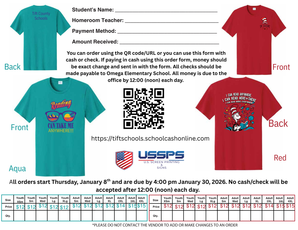 RAA tshirt order form