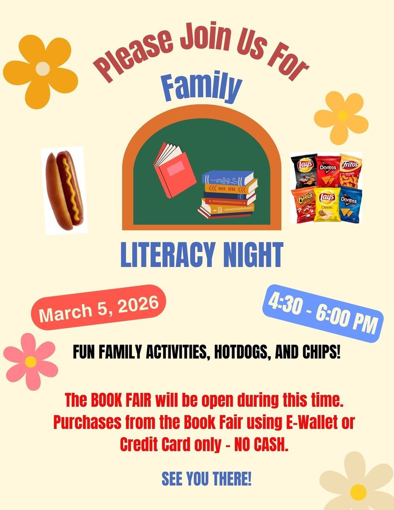 Omega Elementary School Literacy Night Flyer
