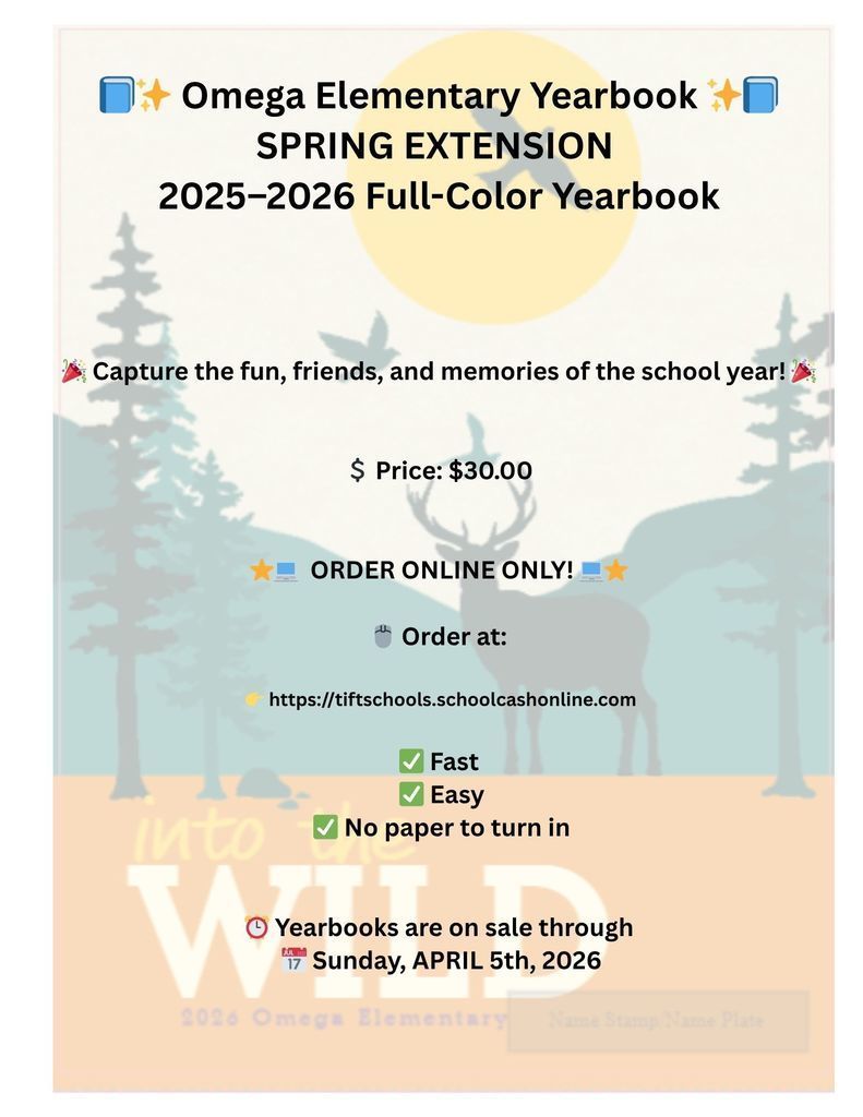 Omega Elementary School yearbook flyer