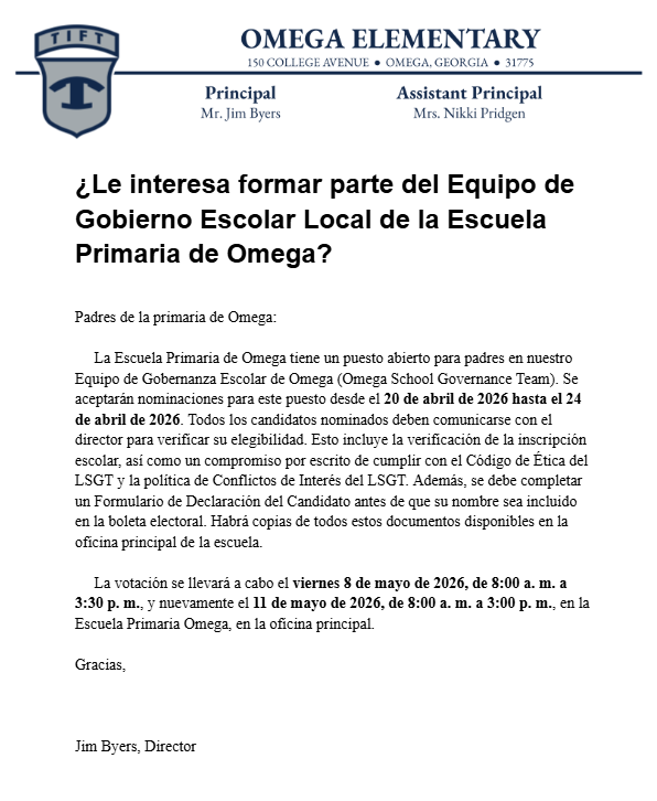 Omega LSGT post flyer - Spanish