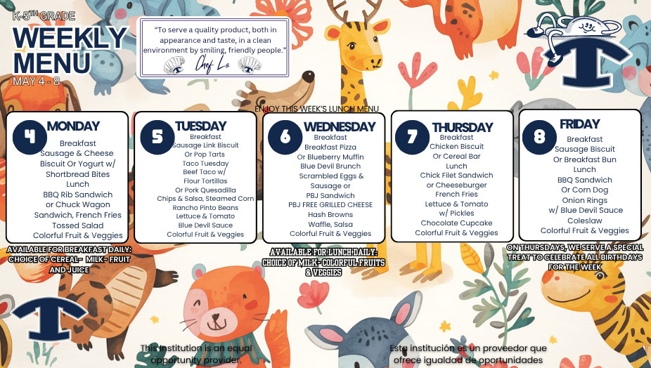 WEEKLY MENU