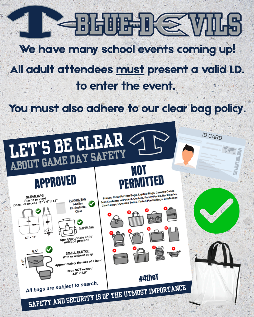 You must present ID and clear bag!
