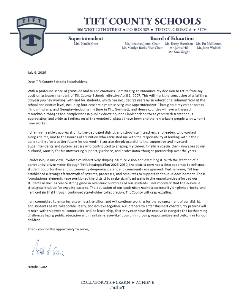 N Gore Letter